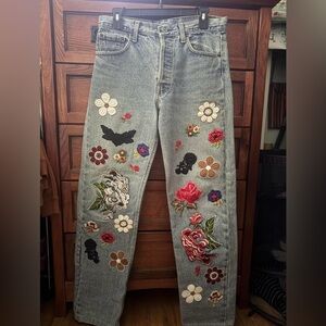Levi's Blue Floral Embroidered Women's Jeans